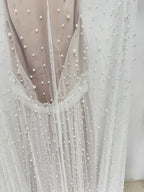Beaded High Neck Sheer Wedding Gown H6730