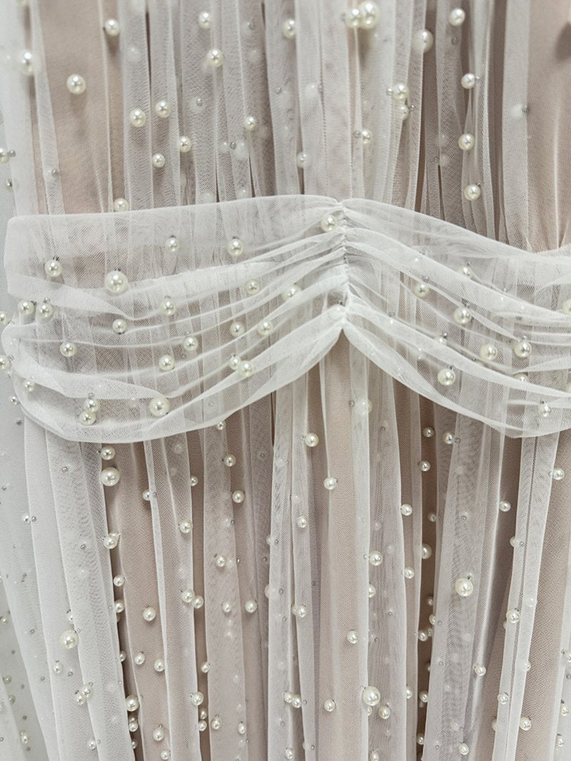 Beaded High Neck Sheer Wedding Gown H6730