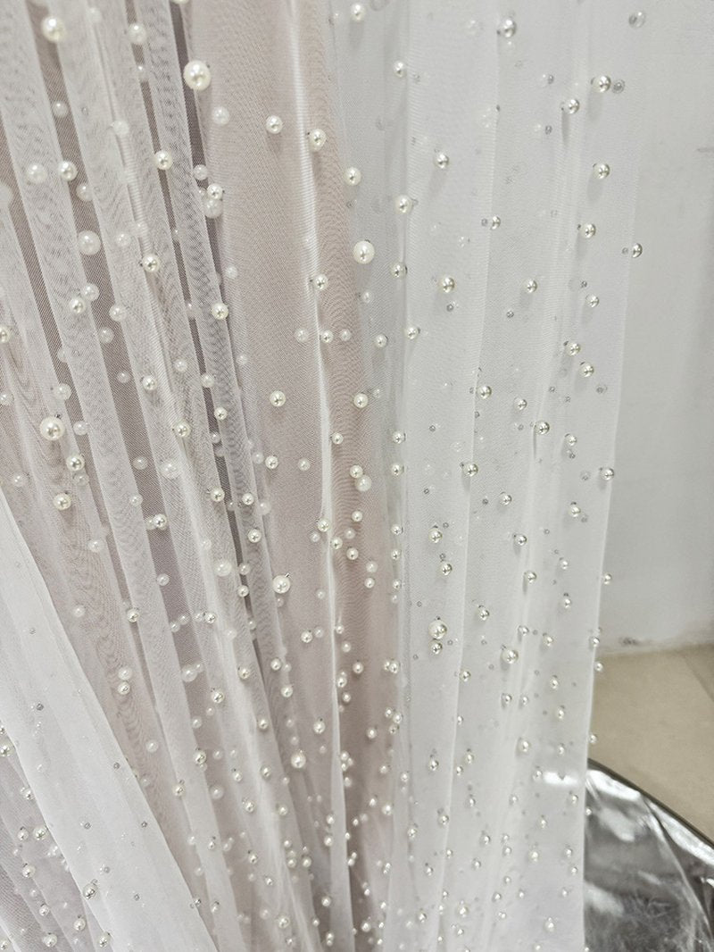 Beaded High Neck Sheer Wedding Gown H6730