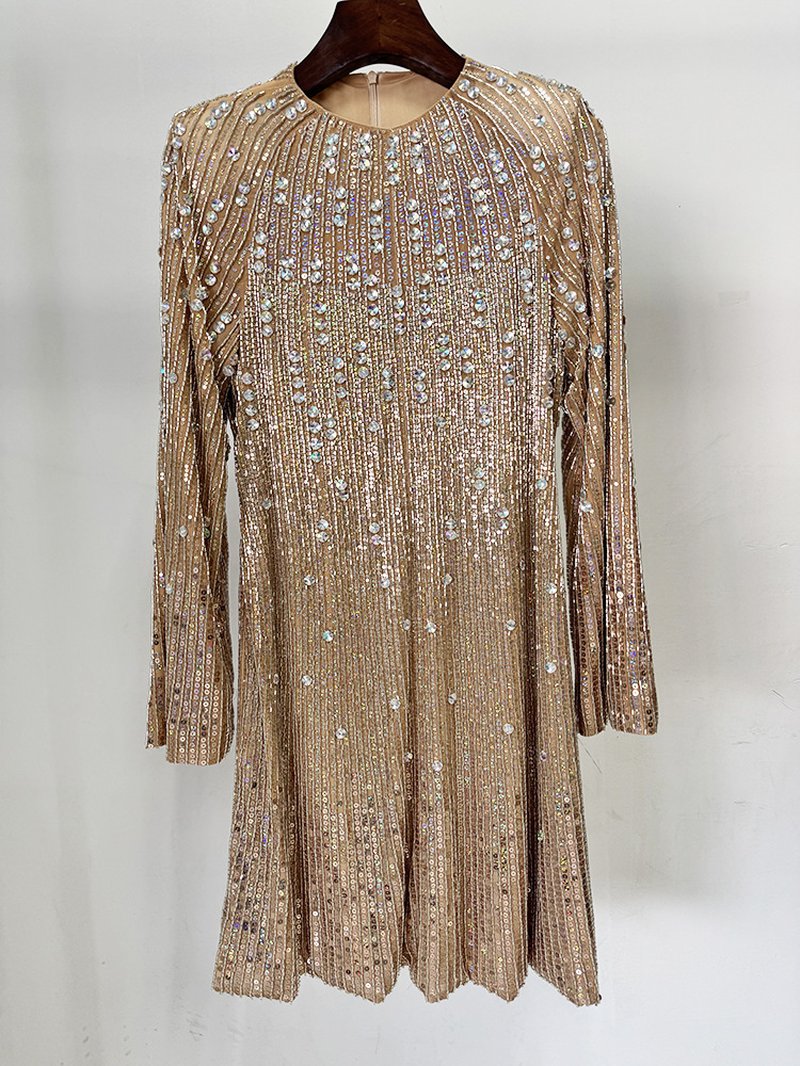 Beaded Long Sleeve Cocktail Dress H6859
