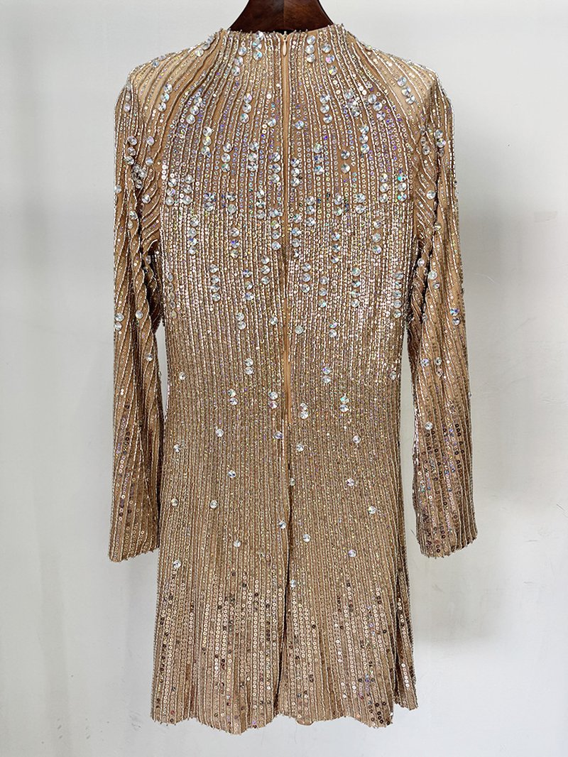Beaded Long Sleeve Cocktail Dress H6859