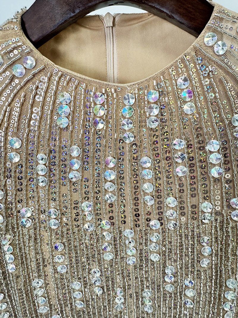 Beaded Long Sleeve Cocktail Dress H6859