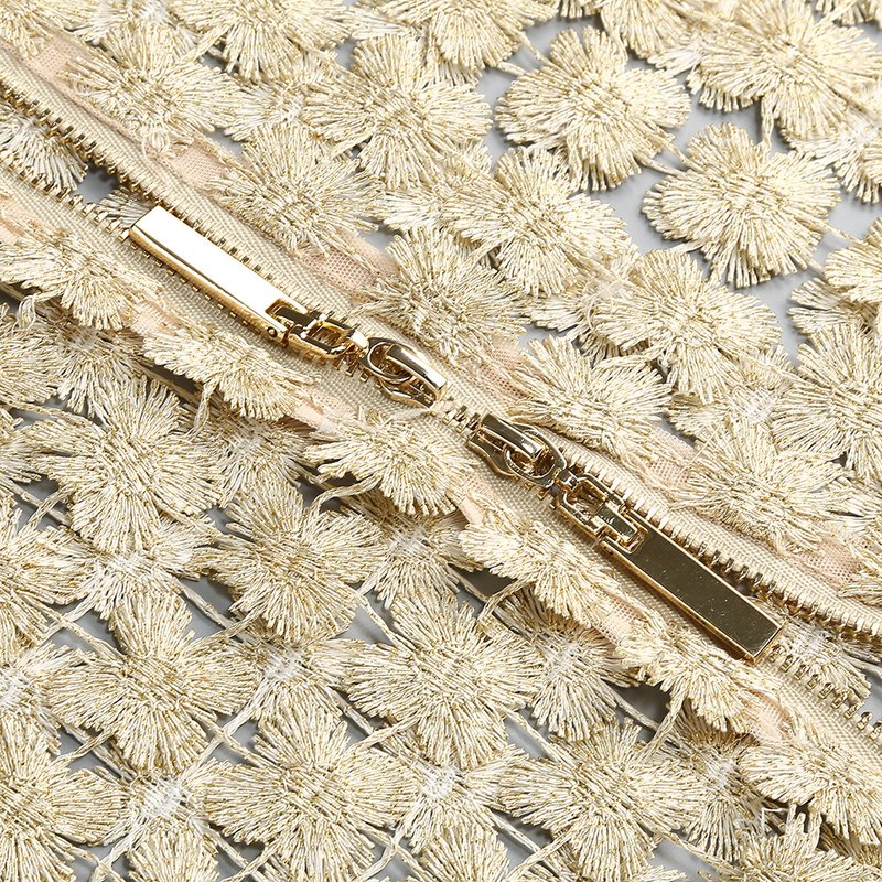 Beige Beaded Crop Top & Skirt Set H6833