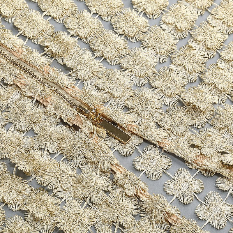Beige Beaded Crop Top & Skirt Set H6833