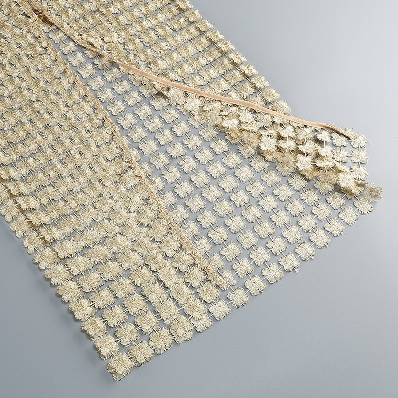 Beige Beaded Crop Top & Skirt Set H6833