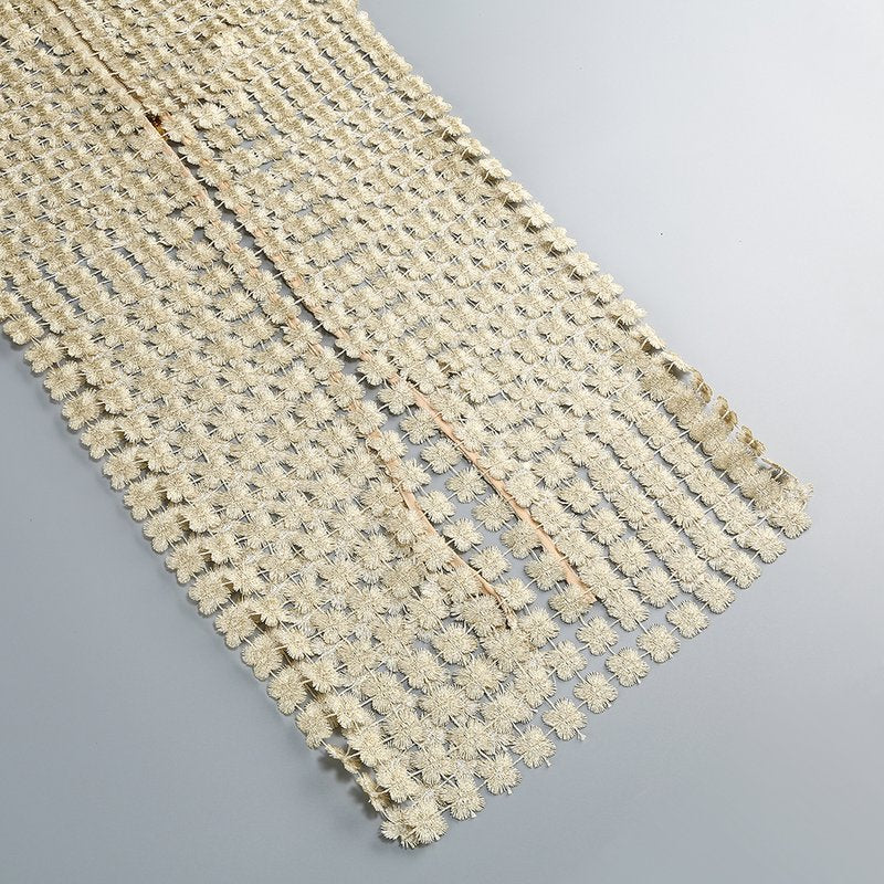 Beige Beaded Crop Top & Skirt Set H6833