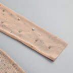 Beige Embellished Long Sleeve Maxi Dress H6714