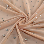 Beige Embellished Long Sleeve Maxi Dress H6714