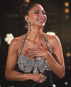 Bejeweled Halter Black Mermaid Gown H6430