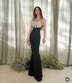 Bejeweled Halter Black Mermaid Gown H6430