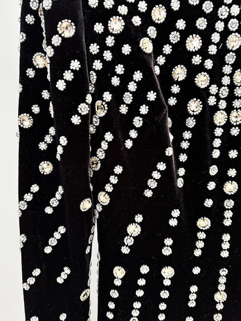 Bejeweled High Neck Velvet Gown H6746