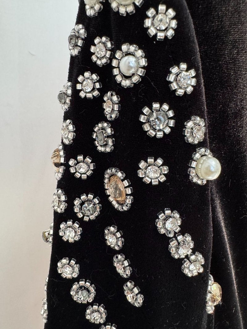 Bejeweled High Neck Velvet Gown H6746