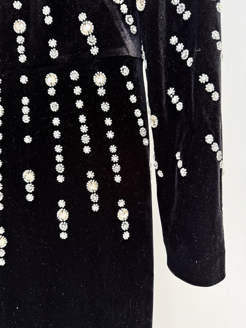 Bejeweled High Neck Velvet Gown H6746