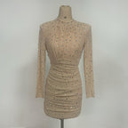 Bejeweled Long Sleeve Bodycon Dress H6668