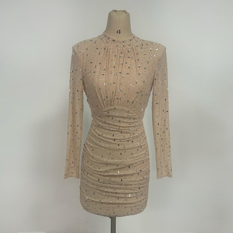 Bejeweled Long Sleeve Bodycon Dress H6668