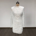 Bejeweled Long Sleeve Bodycon Dress H6668