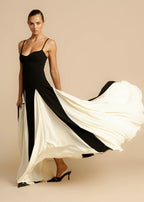 Black and Ivory Split Maxi Dress H6487