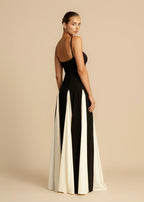 Black and Ivory Split Maxi Dress H6487