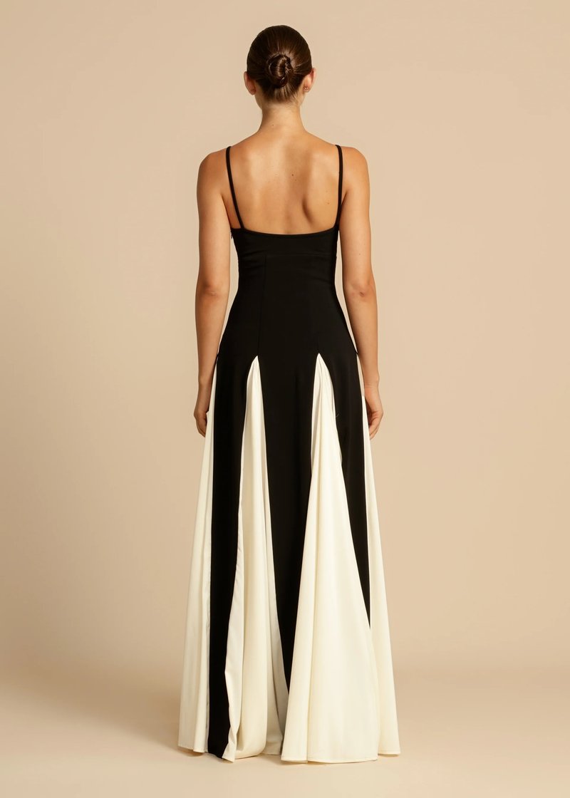 Black and Ivory Split Maxi Dress H6487
