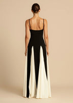 Black and Ivory Split Maxi Dress H6487