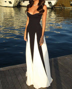 Black and Ivory Split Maxi Dress H6487