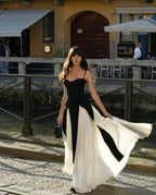 Black and Ivory Split Maxi Dress H6487