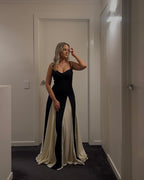 Black and Ivory Split Maxi Dress H6487