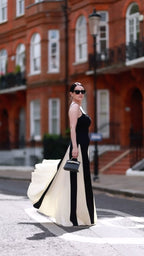 Black and Ivory Split Maxi Dress H6487