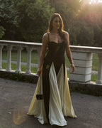 Black and Ivory Split Maxi Dress H6487