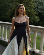 Black and Ivory Split Maxi Dress H6487