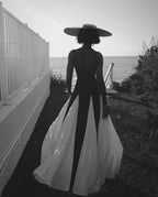 Black and Ivory Split Maxi Dress H6487