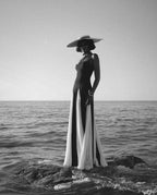 Black and Ivory Split Maxi Dress H6487