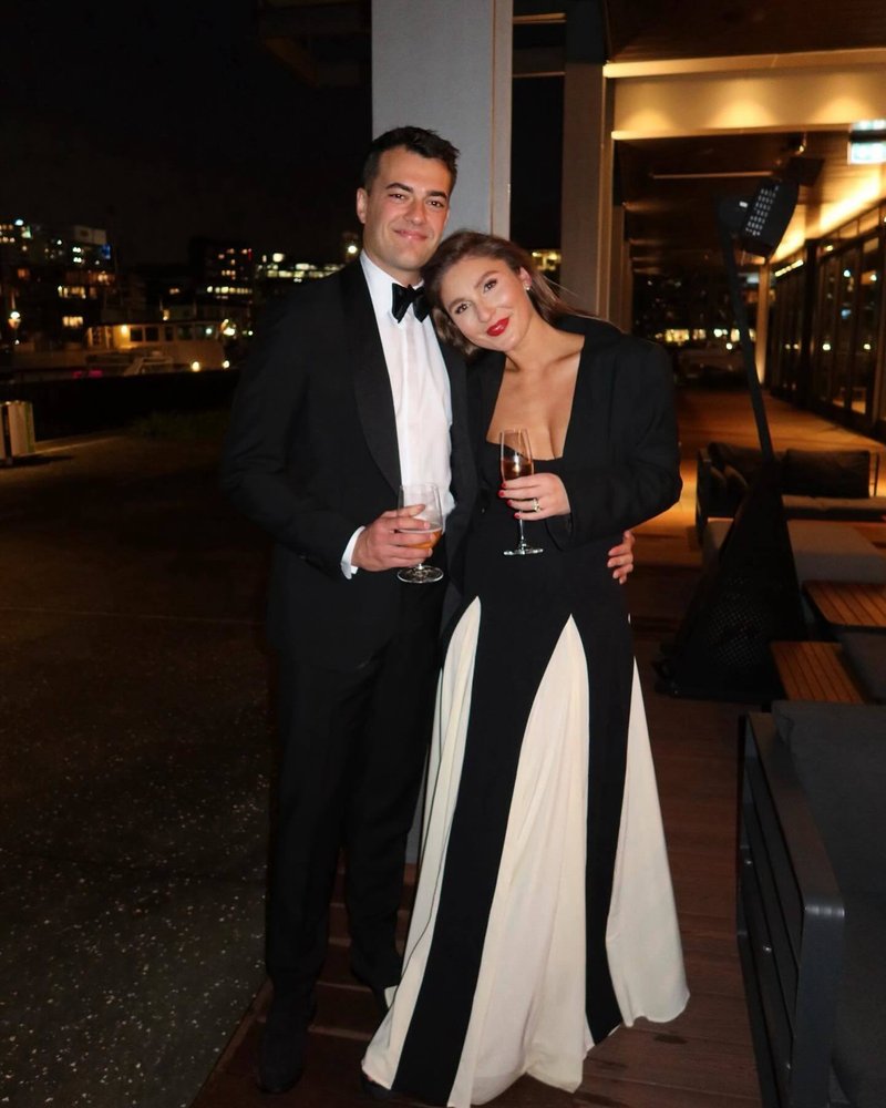 Black and Ivory Split Maxi Dress H6487