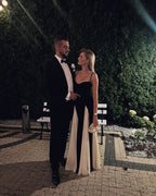 Black and Ivory Split Maxi Dress H6487