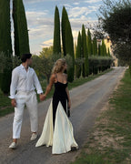 Black and Ivory Split Maxi Dress H6487