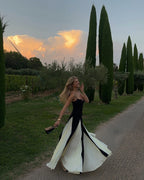 Black and Ivory Split Maxi Dress H6487