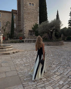 Black and Ivory Split Maxi Dress H6487