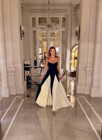 Black and Ivory Split Maxi Dress H6487