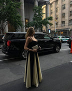 Black and Ivory Split Maxi Dress H6487
