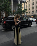 Black and Ivory Split Maxi Dress H6487