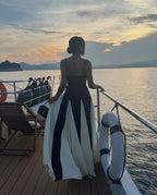 Black and Ivory Split Maxi Dress H6487