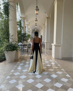 Black and Ivory Split Maxi Dress H6487