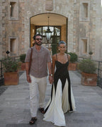 Black and Ivory Split Maxi Dress H6487