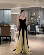 Black and Ivory Split Maxi Dress H6487