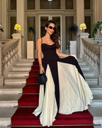 Black and Ivory Split Maxi Dress H6487