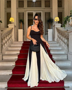 Black and Ivory Split Maxi Dress H6487
