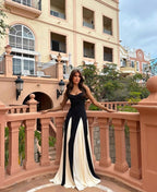 Black and Ivory Split Maxi Dress H6487