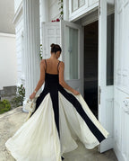 Black and Ivory Split Maxi Dress H6487