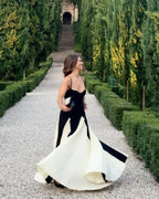 Black and Ivory Split Maxi Dress H6487