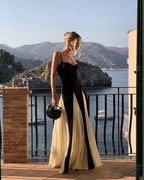 Black and Ivory Split Maxi Dress H6487